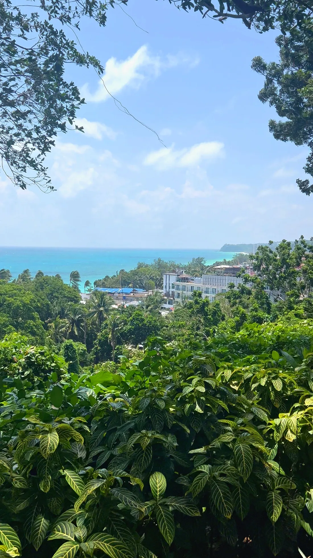 View from the Angol hillside over Boracay's turquoise sea and coastline